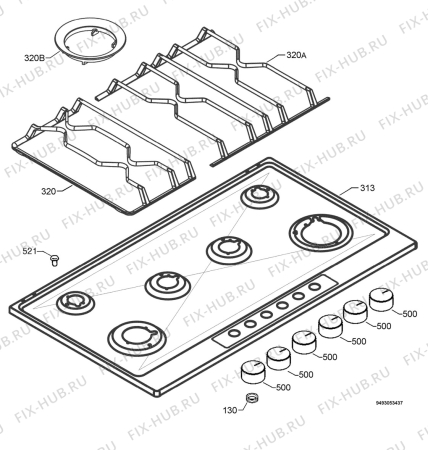 Взрыв-схема плиты (духовки) Aeg Electrolux 95960G-M - Схема узла Hob 271